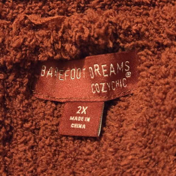 Barefoot Dreams CozyChic Cabin Cable Knit Open Front Red Cardigan Sweater 2X - Picture 6 of 8